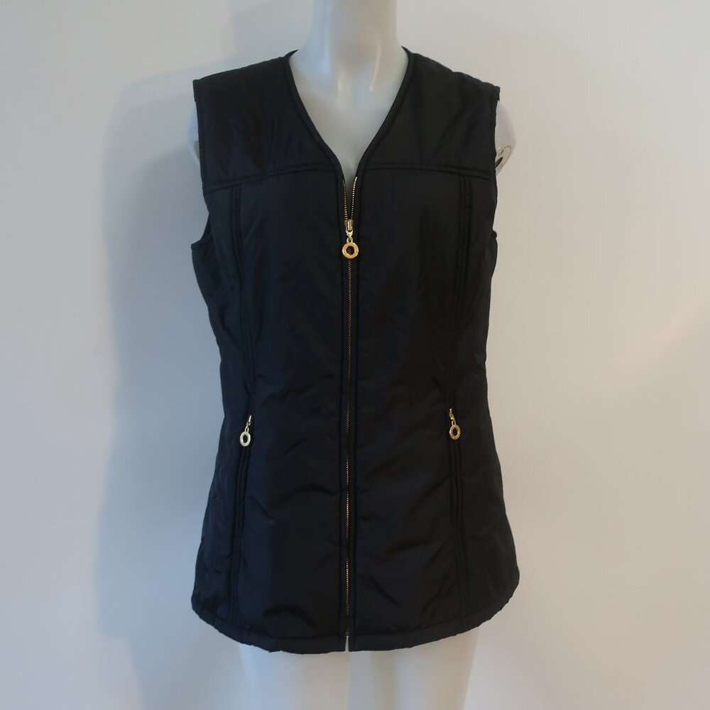 Womens Laurel Black Nylon Full Zipper Vest Size 40/US 6